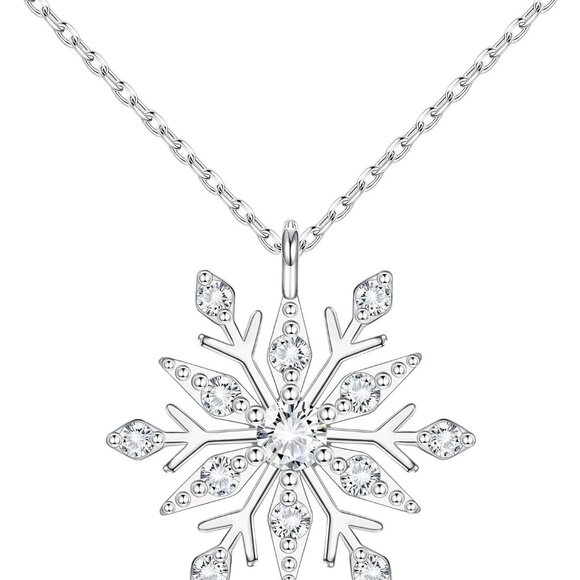 Snowflake Necklace 925 Sterling Silver Snowflake Pendant Necklace 18K Gold Plate